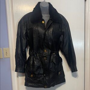 Top Fashion Leather Fur car coat 36